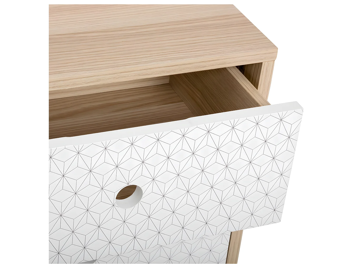 Table de chevet en bois 2 tiroirs H 52.5 cm