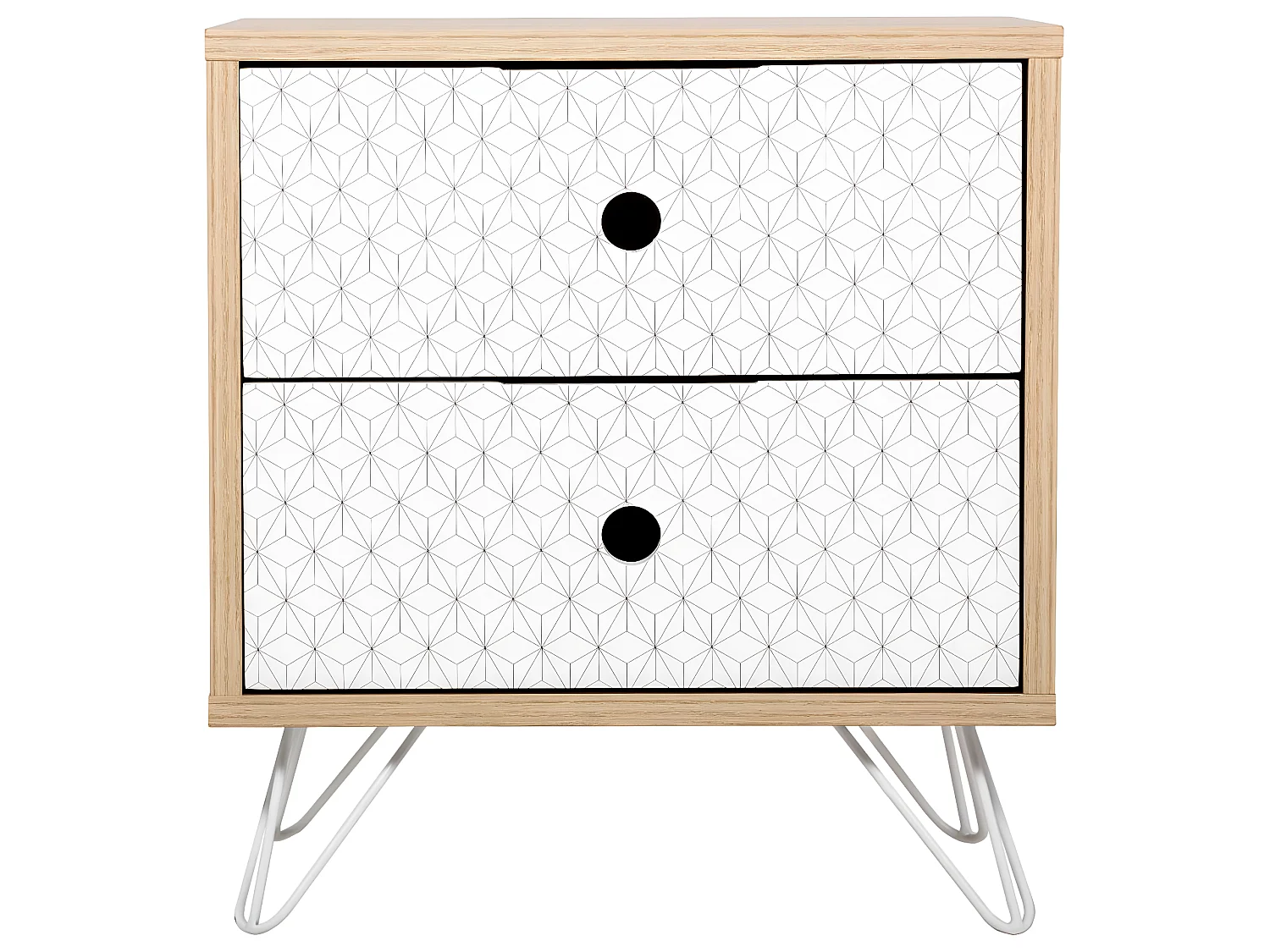 Table de chevet en bois 2 tiroirs H 52.5 cm