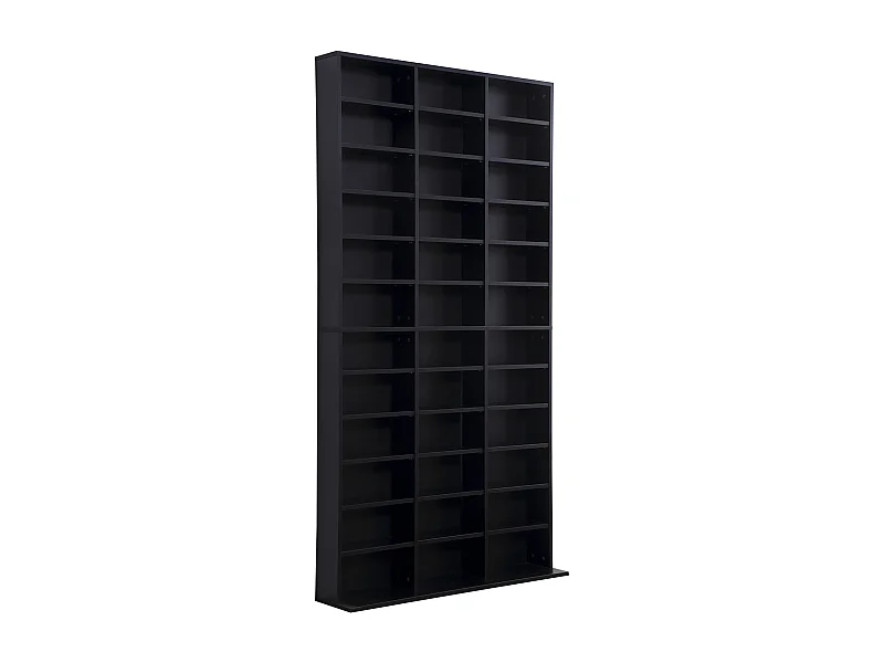 Étagère rangement CD/DVD meuble de rangement pour 1116 CDs 33 compartiments réglables en hauteur 102 x 24 x 195 cm noir