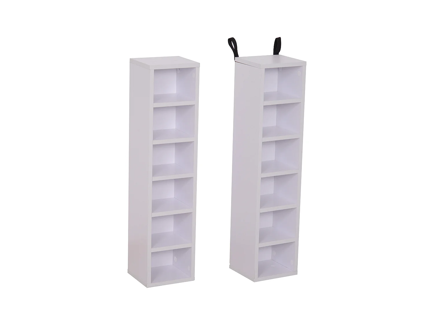 Lot de 2 étagères colonnes armoire de rangement CD-DVD 6 + 6 compartiments dim. 21L x 19l x 88H cm capacité max. 204 CD blanc