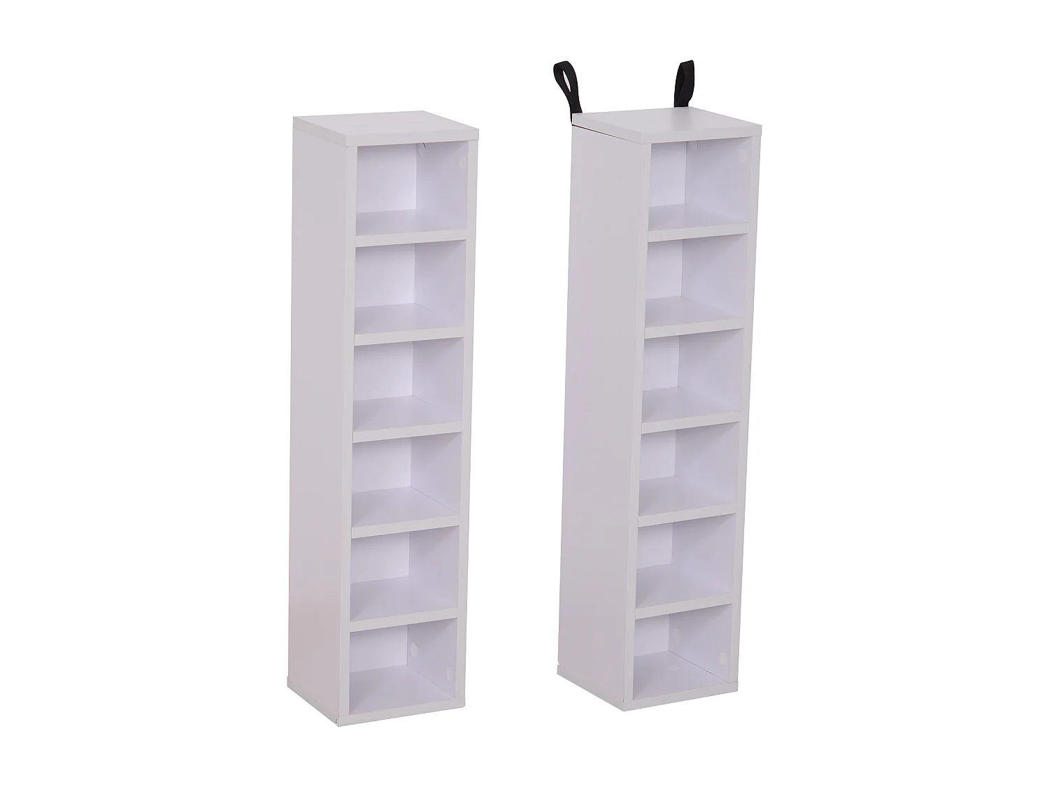 Lot de 2 étagères colonnes armoire de rangement CD-DVD 6 + 6 compartiments dim. 21L x 19l x 88H cm capacité max. 204 CD blanc