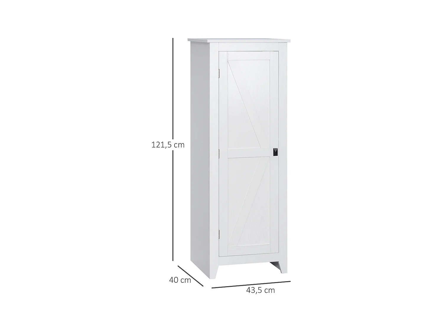 Armoire de cuisine style campagne chic porte 3 étagères réglables - dim. 43L x 40l x 121H cm - MDF blanc