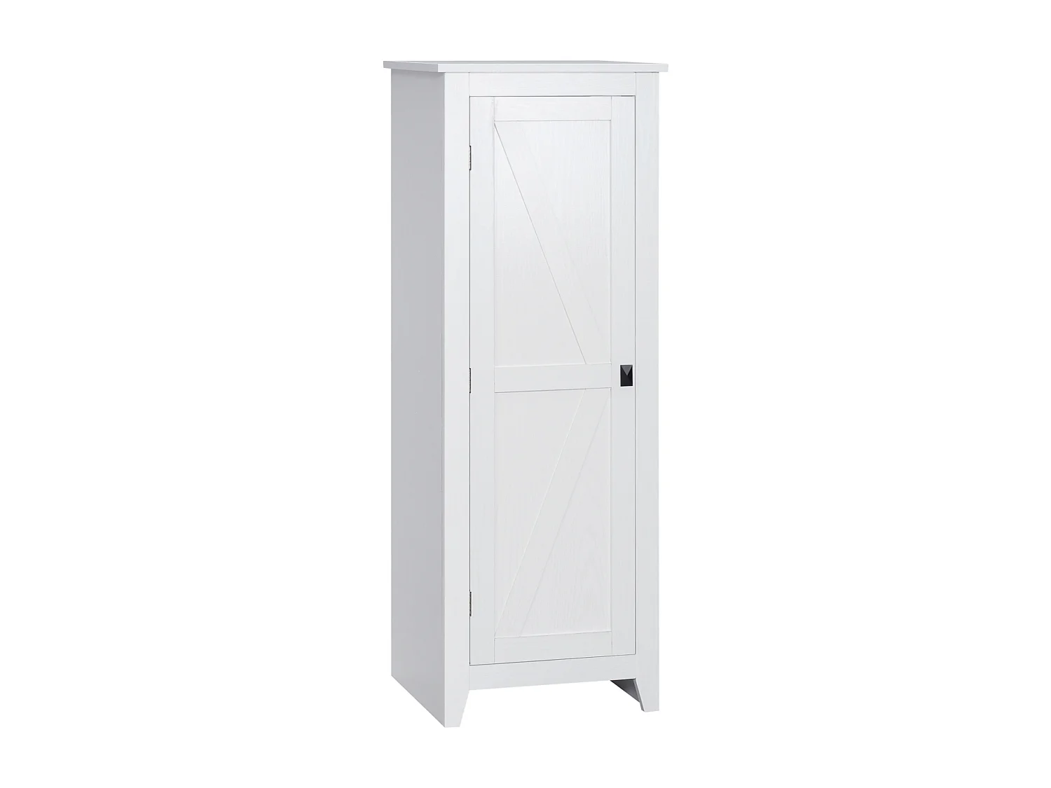Armoire de cuisine style campagne chic porte 3 étagères réglables - dim. 43L x 40l x 121H cm - MDF blanc