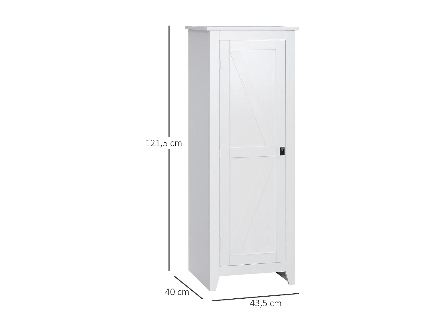 Armoire de cuisine style campagne chic porte 3 étagères réglables - dim. 43L x 40l x 121H cm - MDF blanc