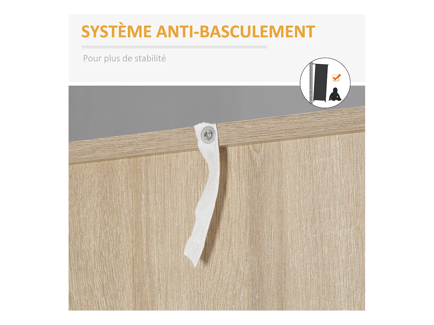 Buffet haut - armoire de cuisine - 2 tiroirs coulissants, placard haut porte relevable, niche, plateau - aspect bois clair blanc