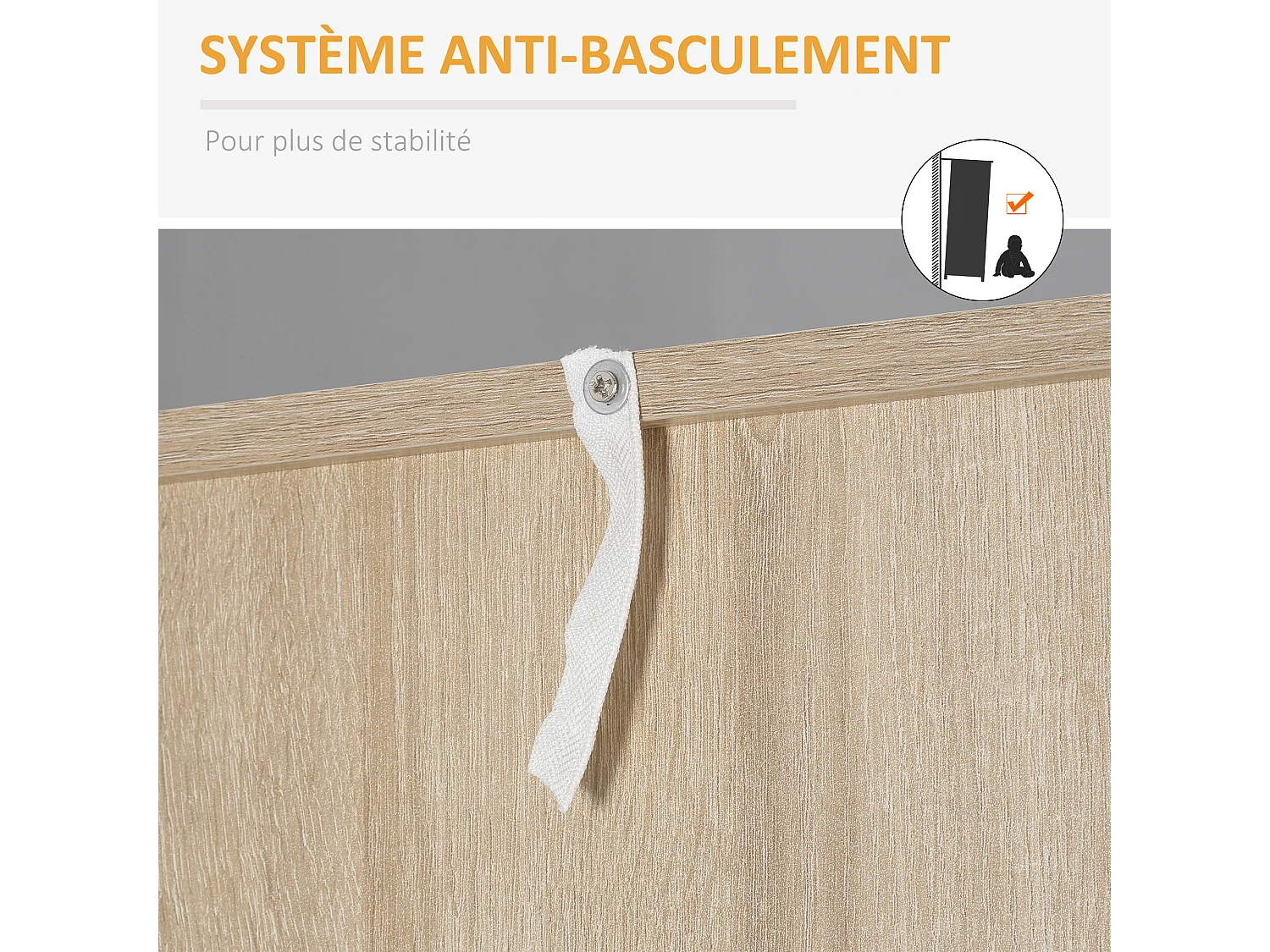 Buffet haut - armoire de cuisine - 2 tiroirs coulissants, placard haut porte relevable, niche, plateau - aspect bois clair blanc