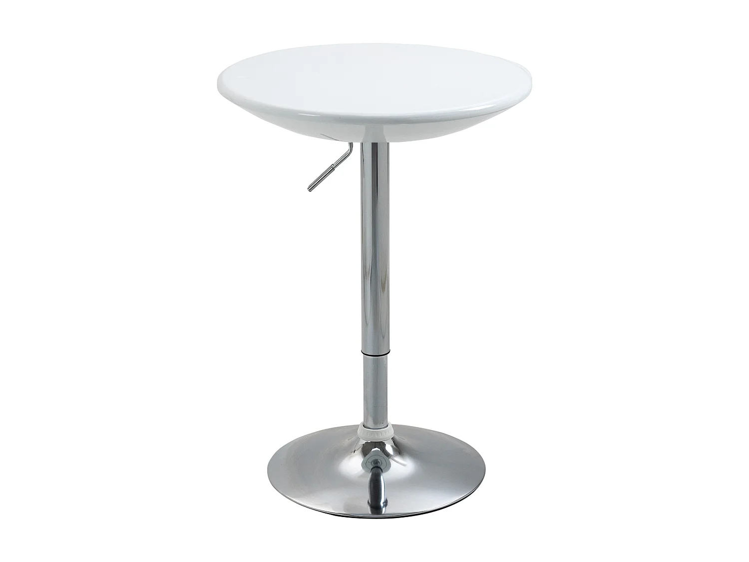 Table de bar ronde - table bistro chic style contemporain - piètement acier métal chromé plateau ABS pivotant 360° blanc