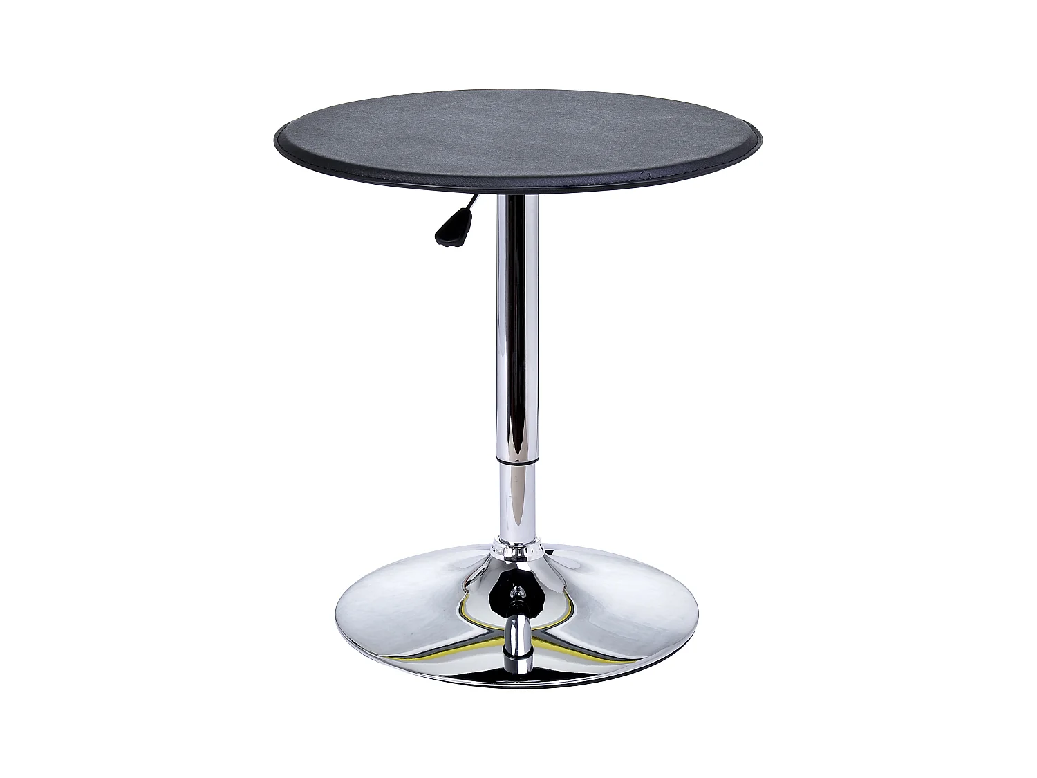 Table de bar table bistro chic style contemporain table ronde hauteur réglable 67-93 cm Ø 63 cm plateau pivotant 360° métal chromé PVC noir