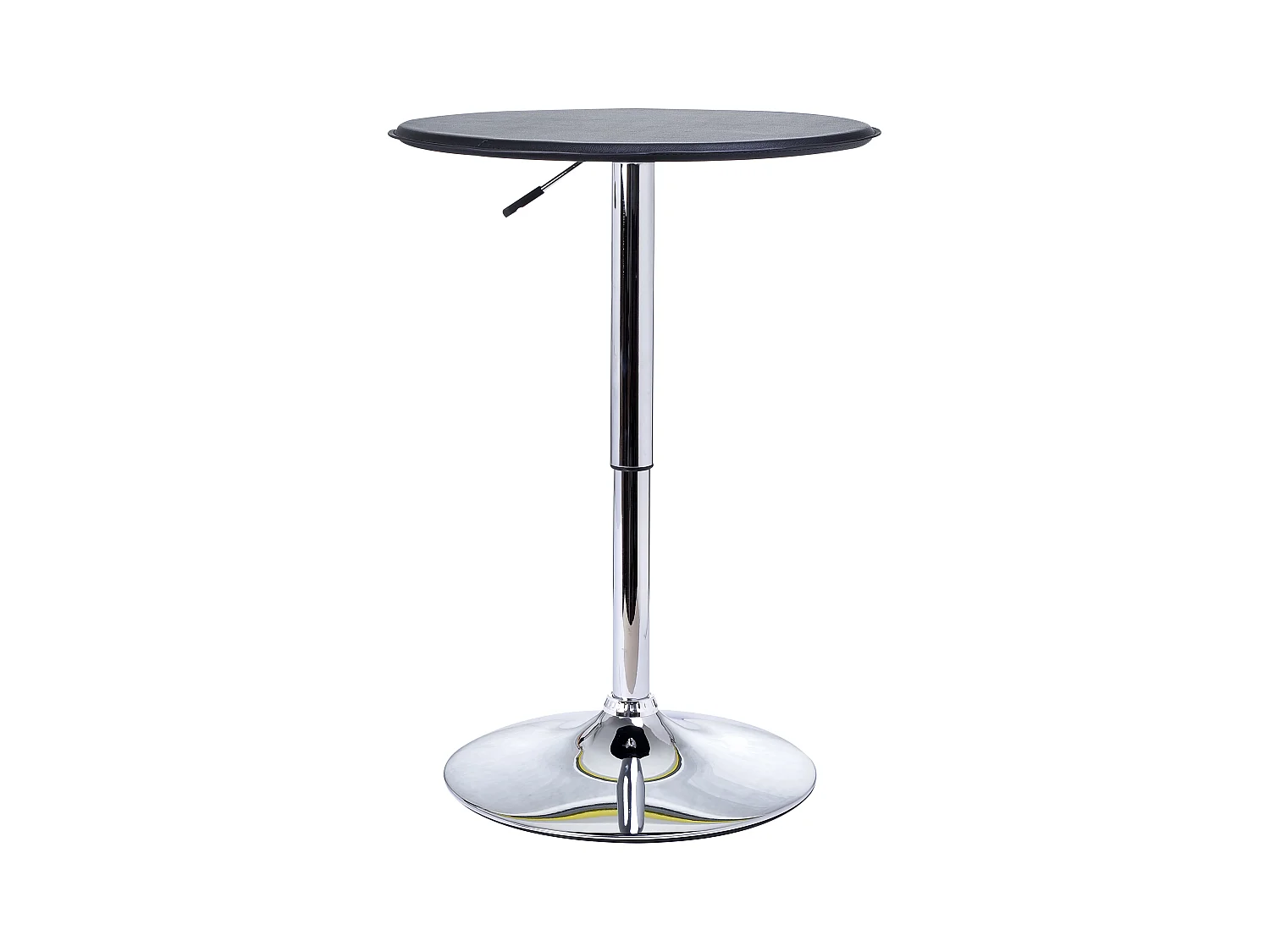 Table de bar table bistro chic style contemporain table ronde hauteur réglable 67-93 cm Ø 63 cm plateau pivotant 360° métal chromé PVC noir