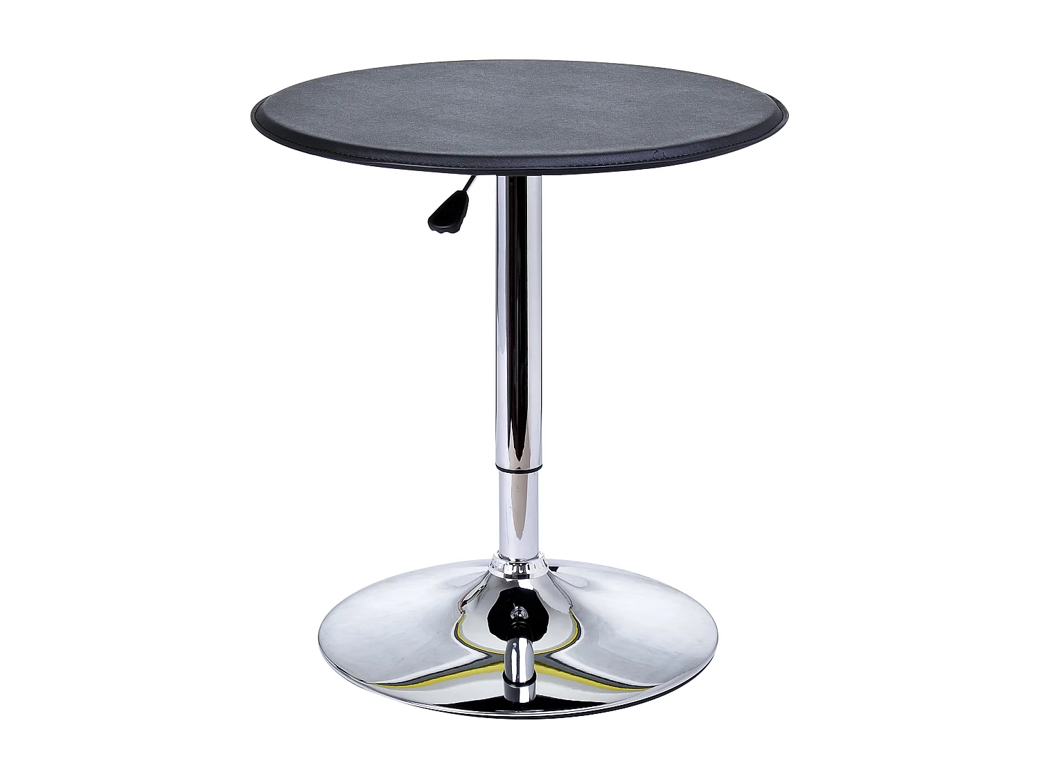 Table de bar table bistro chic style contemporain table ronde hauteur réglable 67-93 cm Ø 63 cm plateau pivotant 360° métal chromé PVC noir