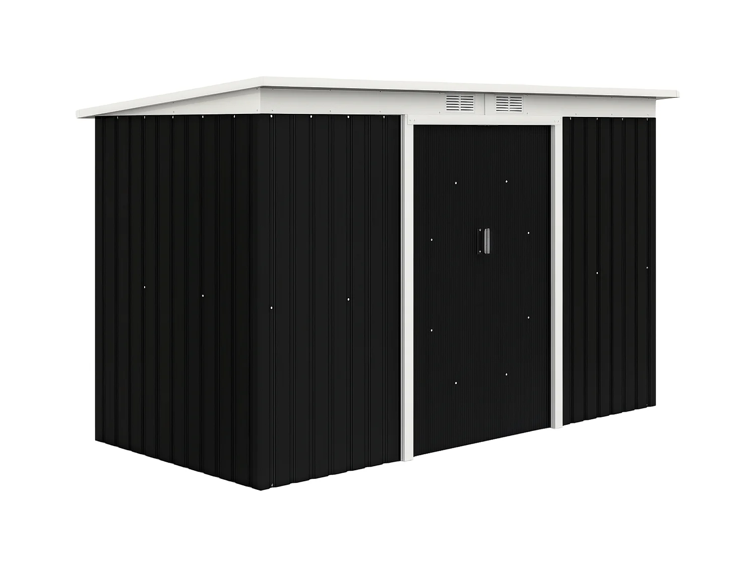 Abri de jardin - remise pour outils - cabanon portes verrouillables - dim. 2,8L x 1,3l x 1,72H m - tôle d'acier gris noir