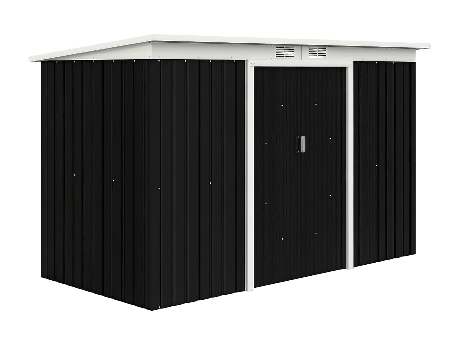 Abri de jardin - remise pour outils - cabanon portes verrouillables - dim. 2,8L x 1,3l x 1,72H m - tôle d'acier gris noir