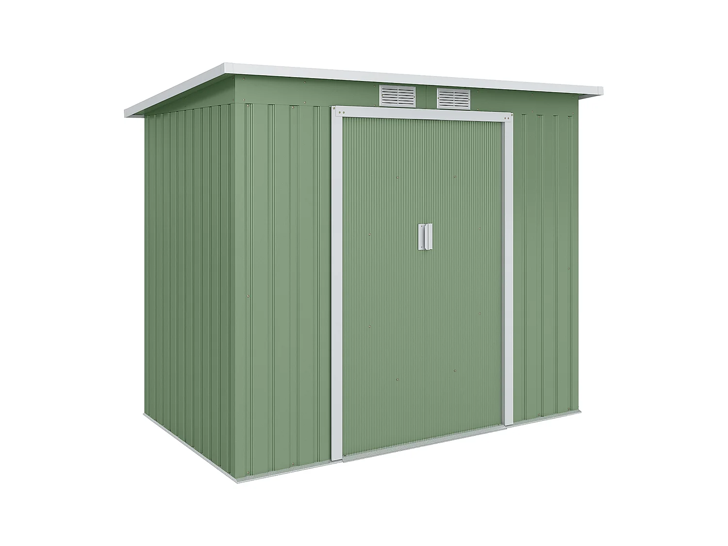 Abri de jardin - remise pour outils - fondation incluse - cabanon 2 portes coulissantes verrouillables - dim. 213L x 130l x 173H cm - tôle d'acier vert