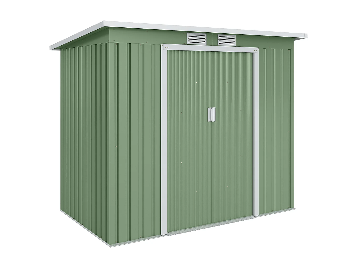 Abri de jardin - remise pour outils - fondation incluse - cabanon 2 portes coulissantes verrouillables - dim. 213L x 130l x 173H cm - tôle d'acier vert