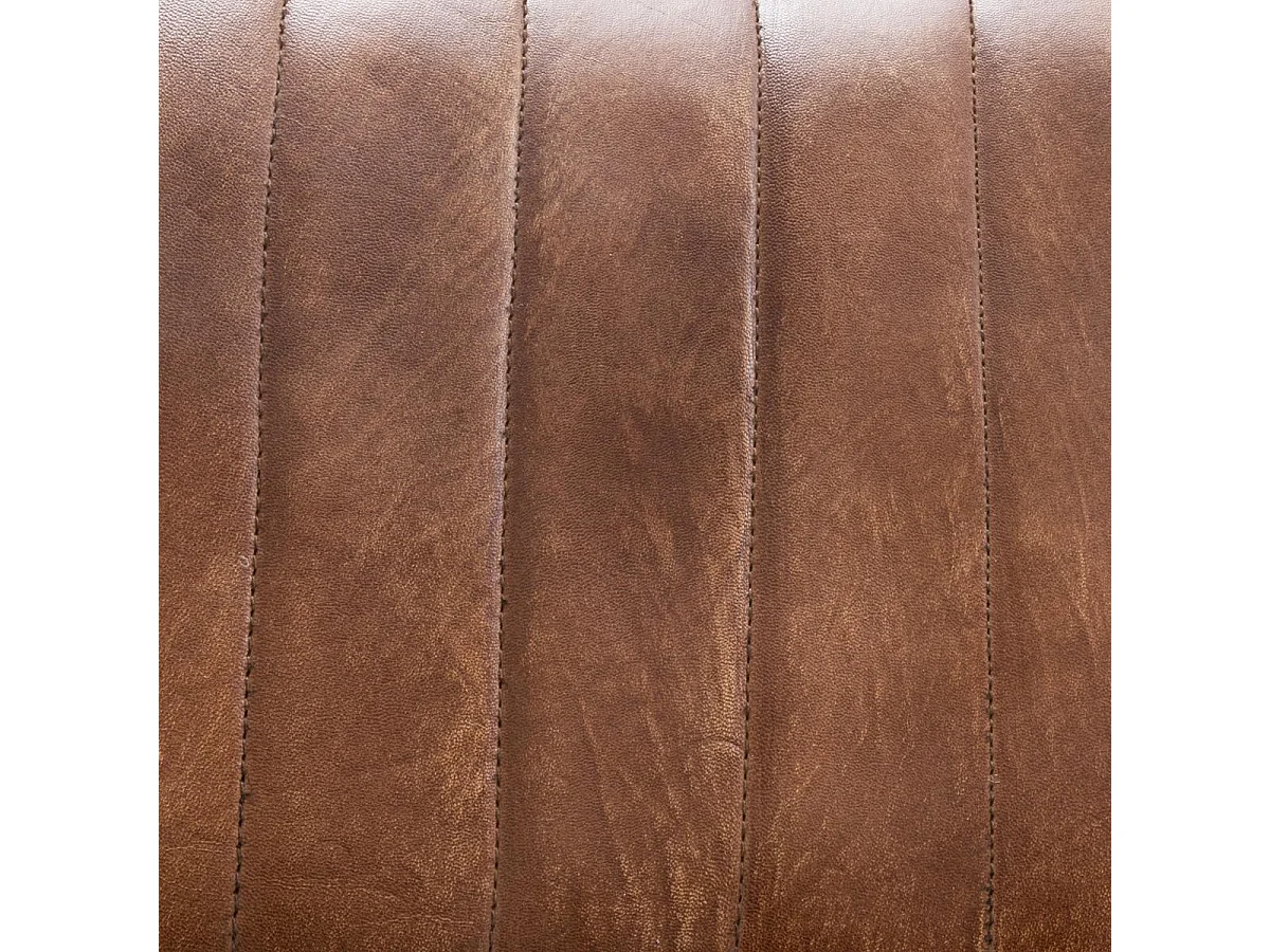 Tabouret de bar en Cuir Marron et Métal Noir H 75 cm