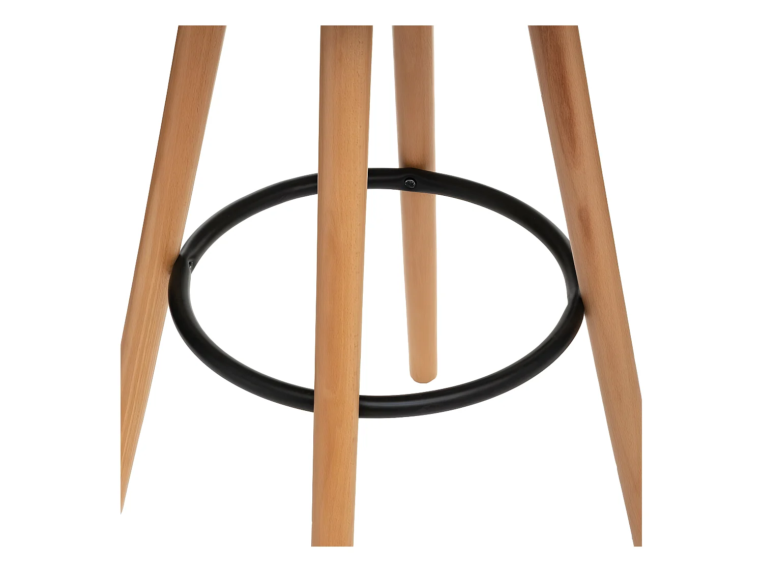 Tabouret de bar confortable Assise Noire et Pieds en Bois H 92 cm