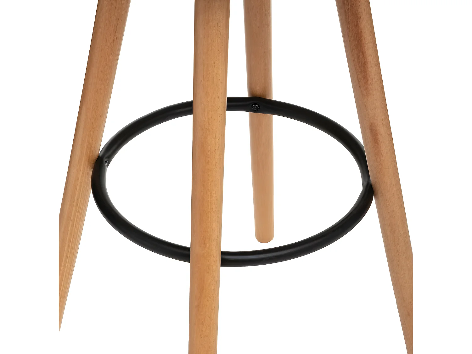 Tabouret de bar confortable Assise Noire et Pieds en Bois H 92 cm