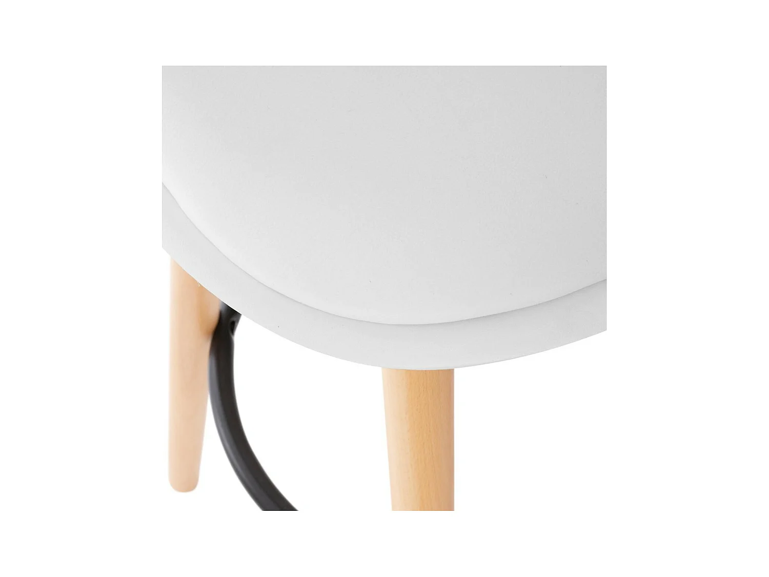 Tabouret de bar confortable Assise Blanche et Pieds en Bois H 92 cm