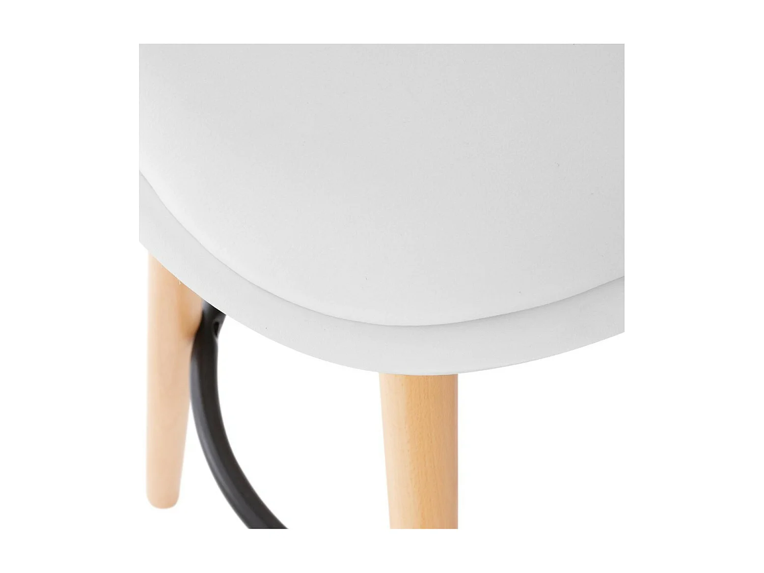 Tabouret de bar confortable Assise Blanche et Pieds en Bois H 92 cm