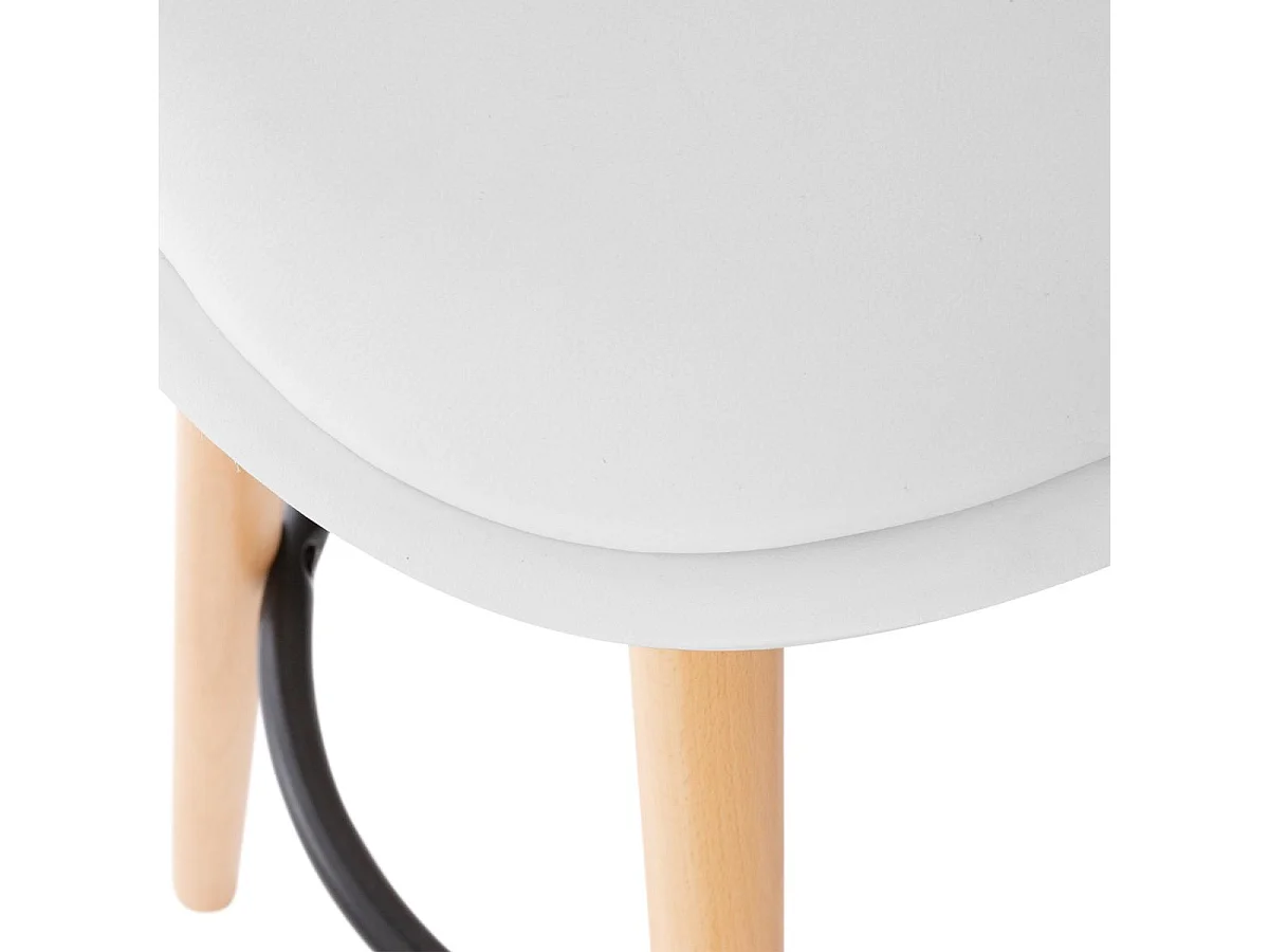Tabouret de bar confortable Assise Blanche et Pieds en Bois H 92 cm