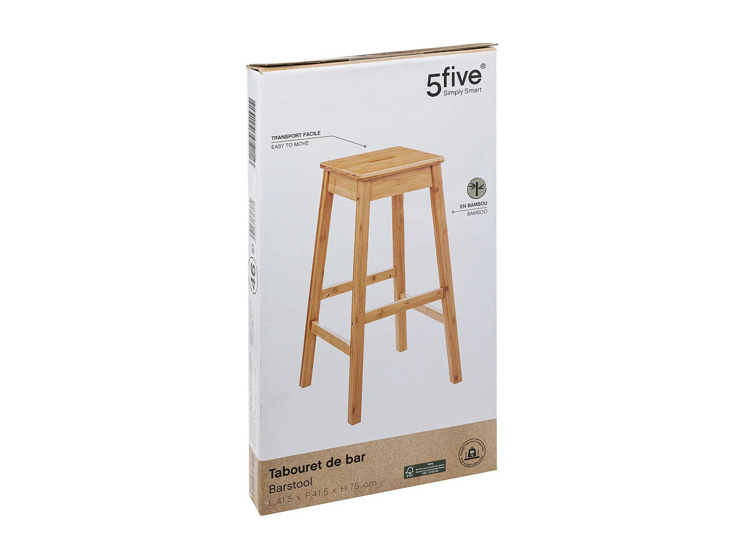 Tabouret de Bar en Bambou H  75 cm