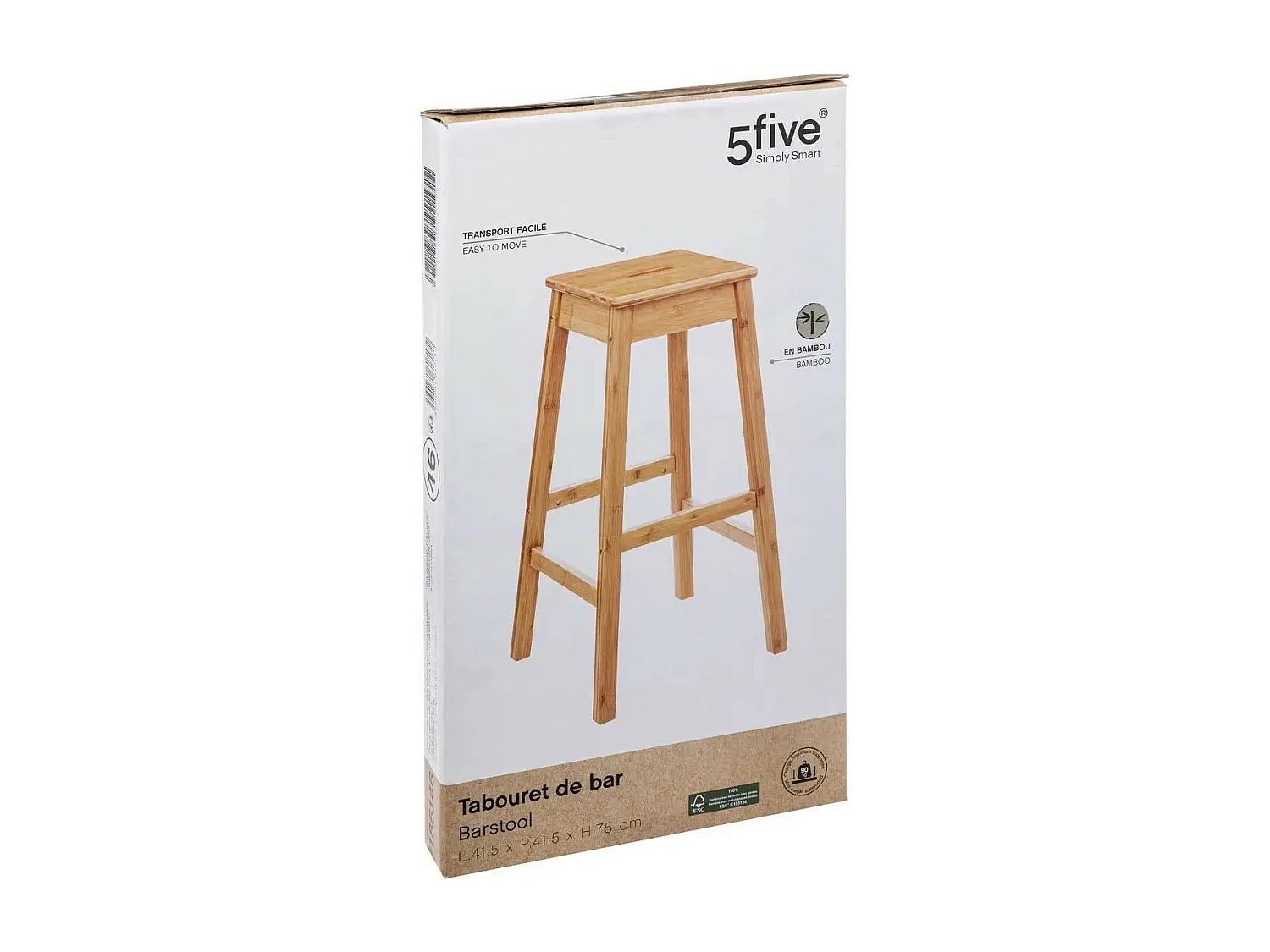 Tabouret de Bar en Bambou H  75 cm