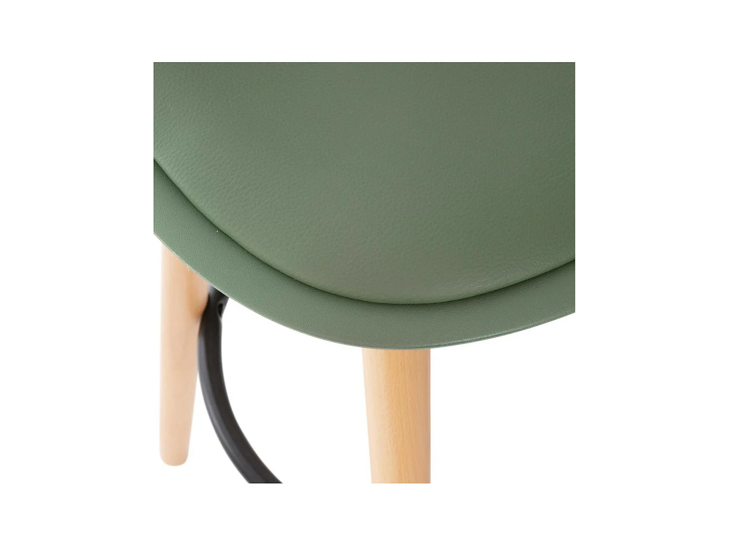 Tabouret de bar confortable Assise Kaki et Pieds en Bois H 92 cm