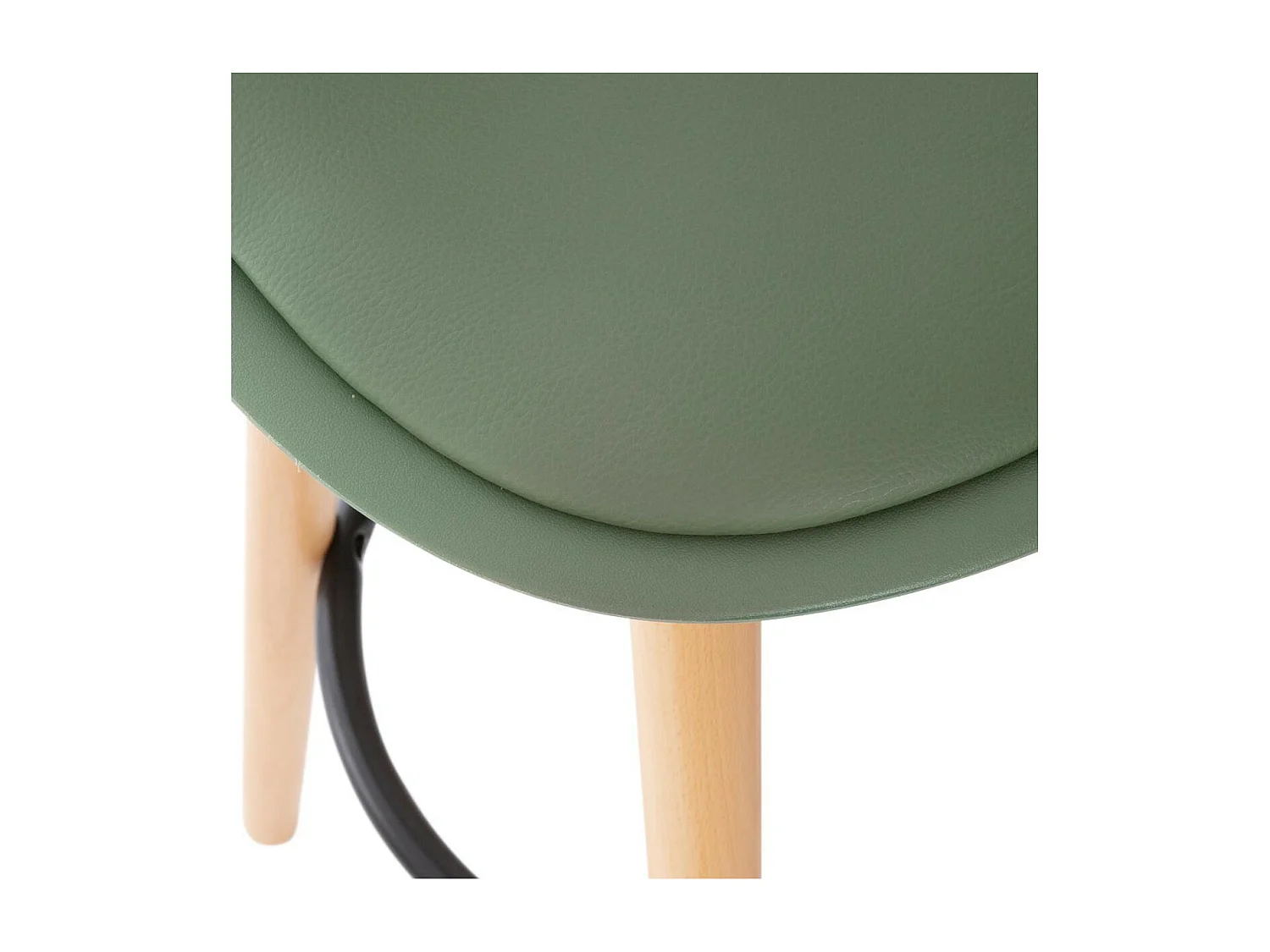 Tabouret de bar confortable Assise Kaki et Pieds en Bois H 92 cm