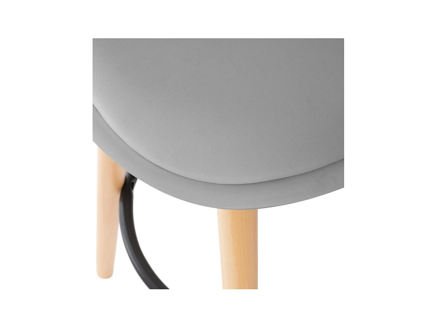 Tabouret de bar confortable Assise Grise et Pieds en Bois H 92 cm