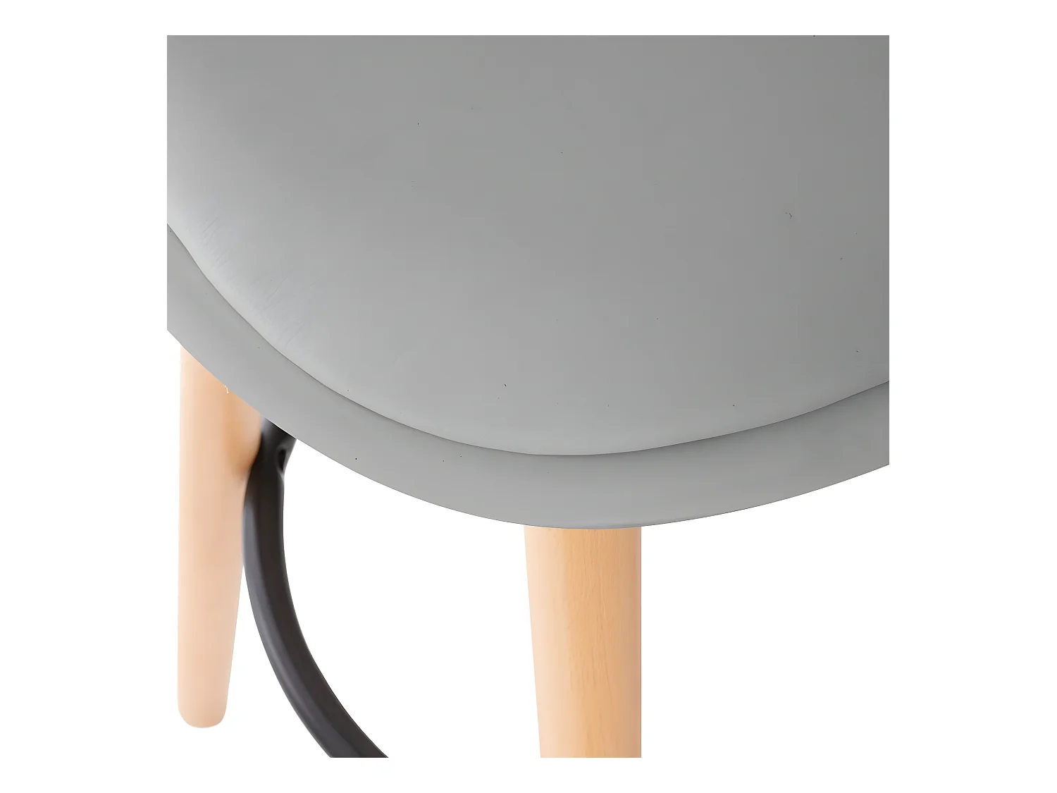 Tabouret de bar confortable Assise Grise et Pieds en Bois H 92 cm