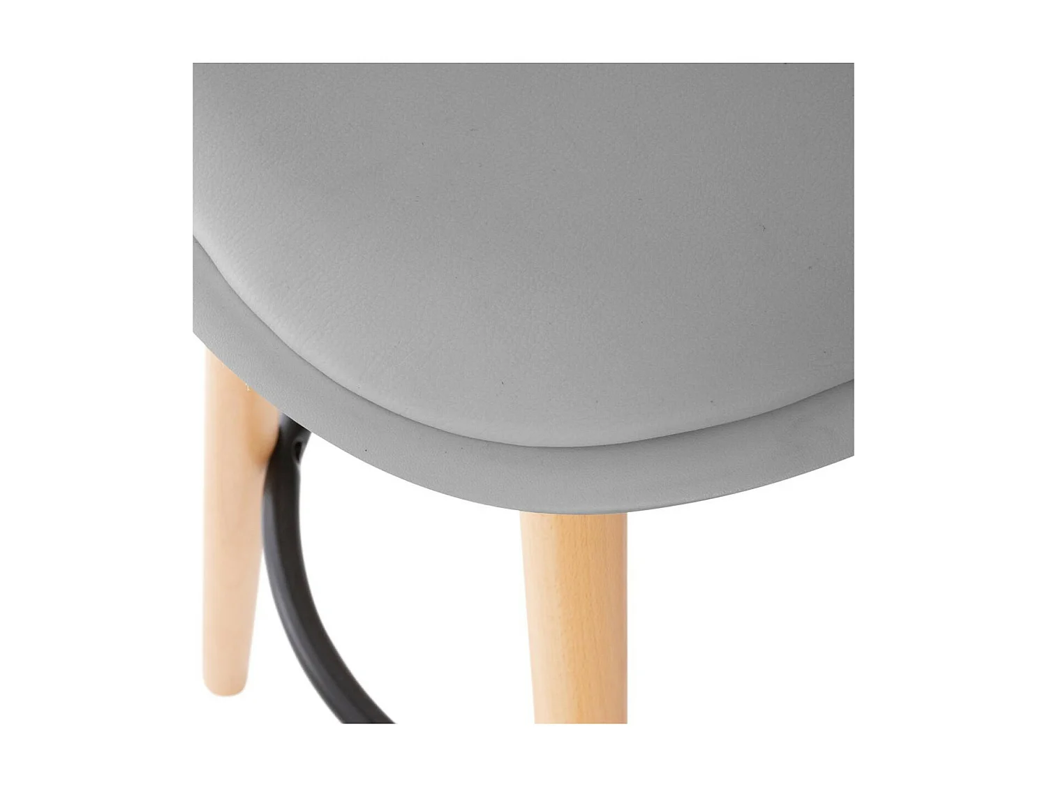 Tabouret de bar confortable Assise Grise et Pieds en Bois H 92 cm