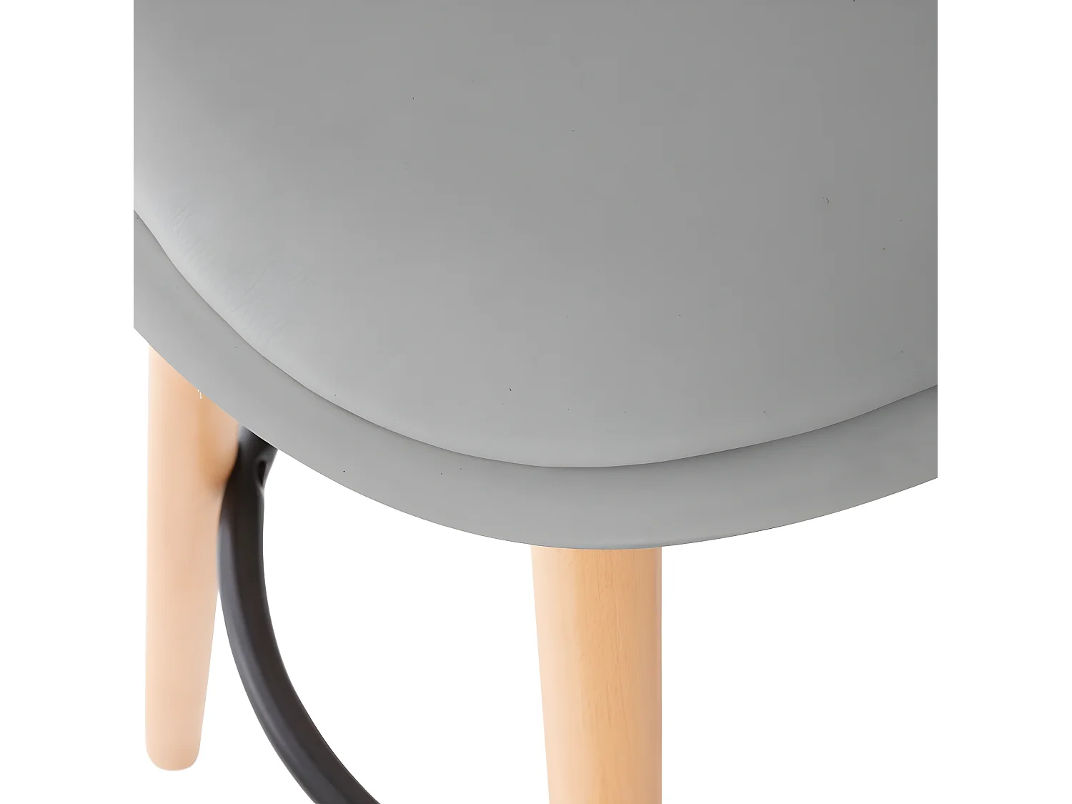 Tabouret de bar confortable Assise Grise et Pieds en Bois H 92 cm