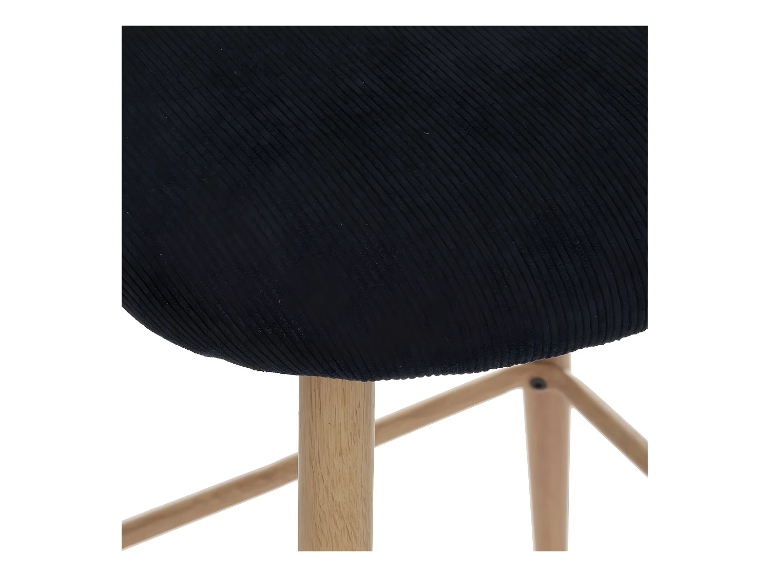 Tabouret Chaise de Bar en velours côtelé Bleu Encre et pieds en métal aspect chêne