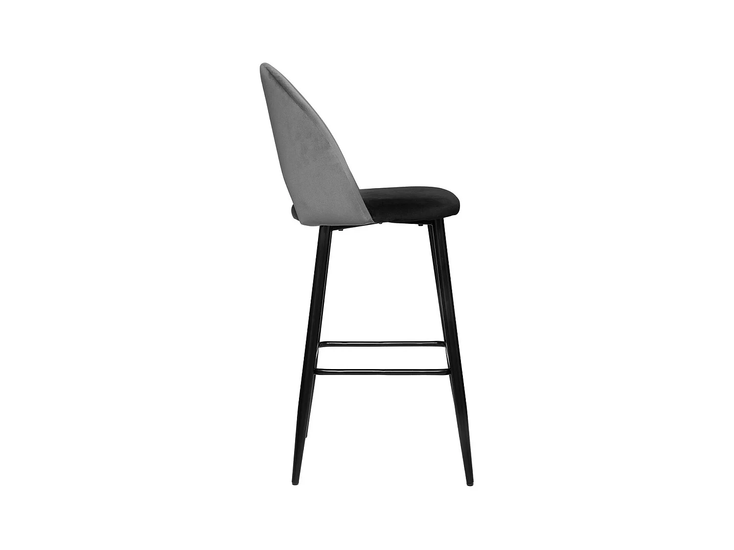 Tabouret Chaise de Bar Bicolore en Velours Gris ardoise et Noir H 110 cm