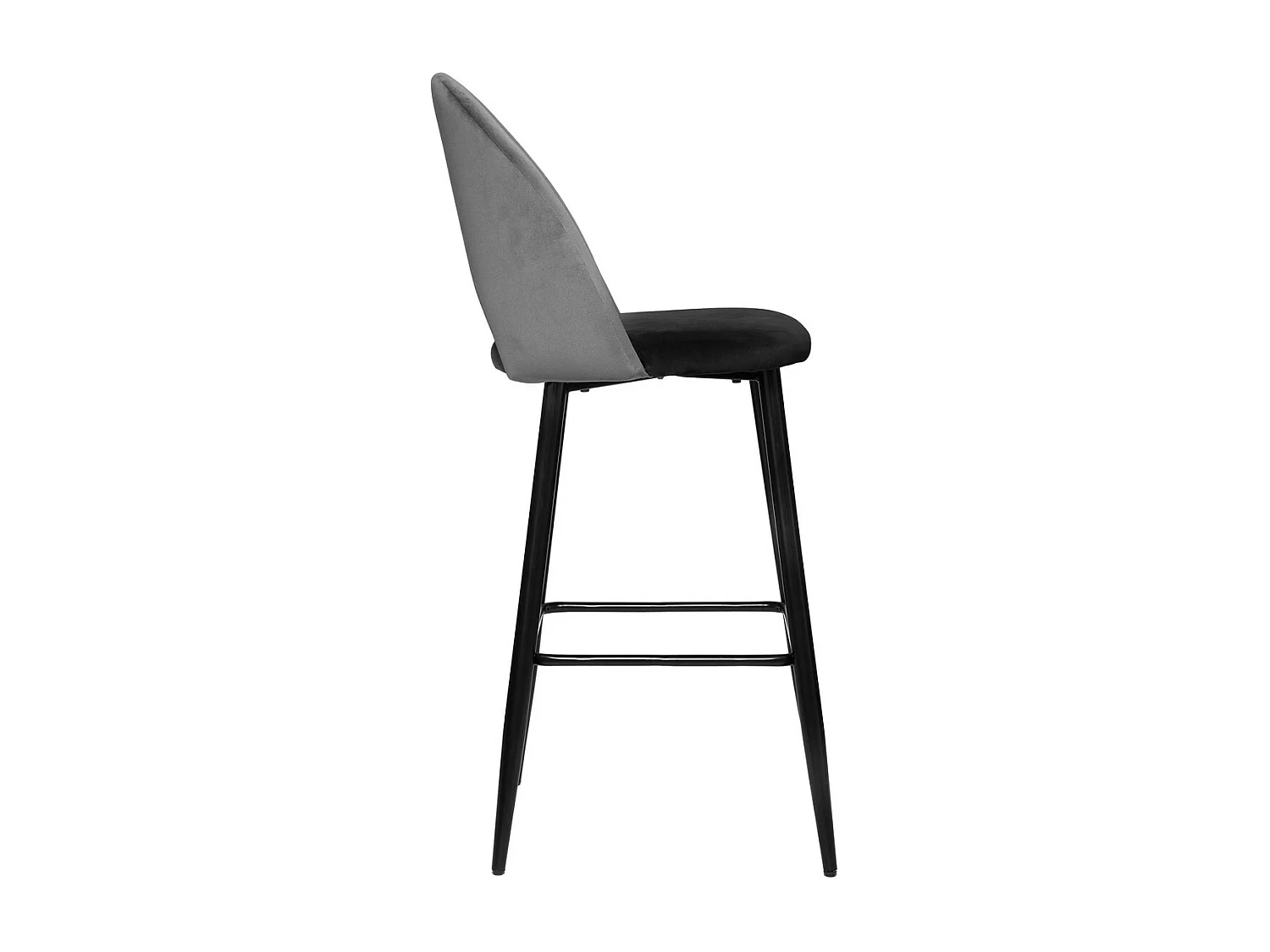 Tabouret Chaise de Bar Bicolore en Velours Gris ardoise et Noir H 110 cm