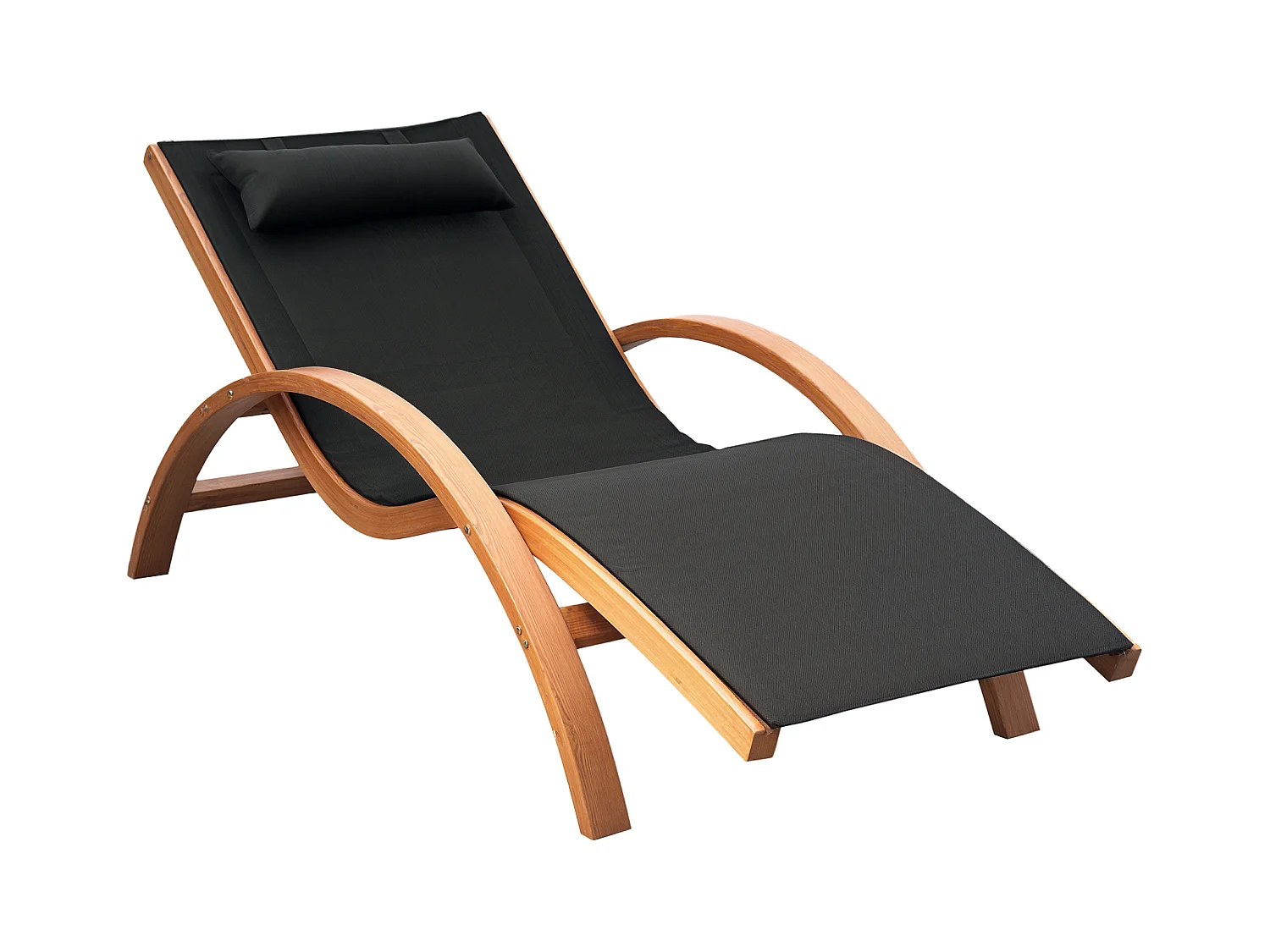 Transat chaise longue design style tropical bois massif naturel coloris beige noir