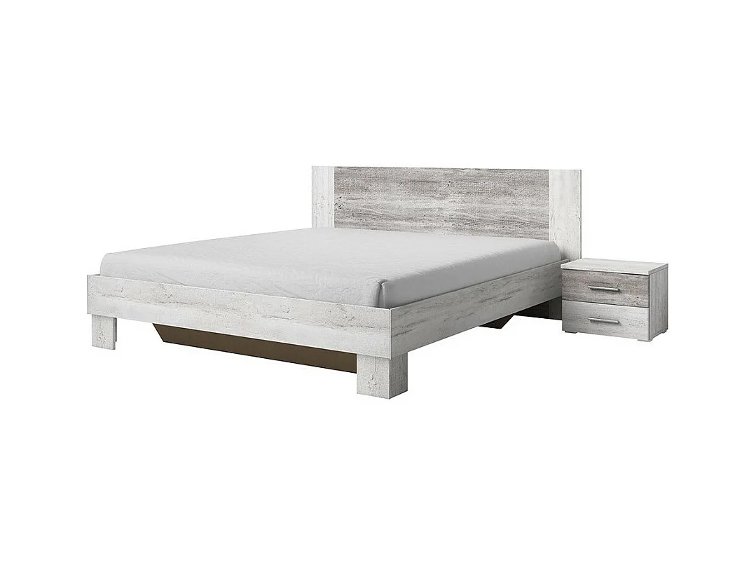 Lit adulte 180x200 collection IRINA. Chevets intégrés. Coloris gris clair et gris foncé