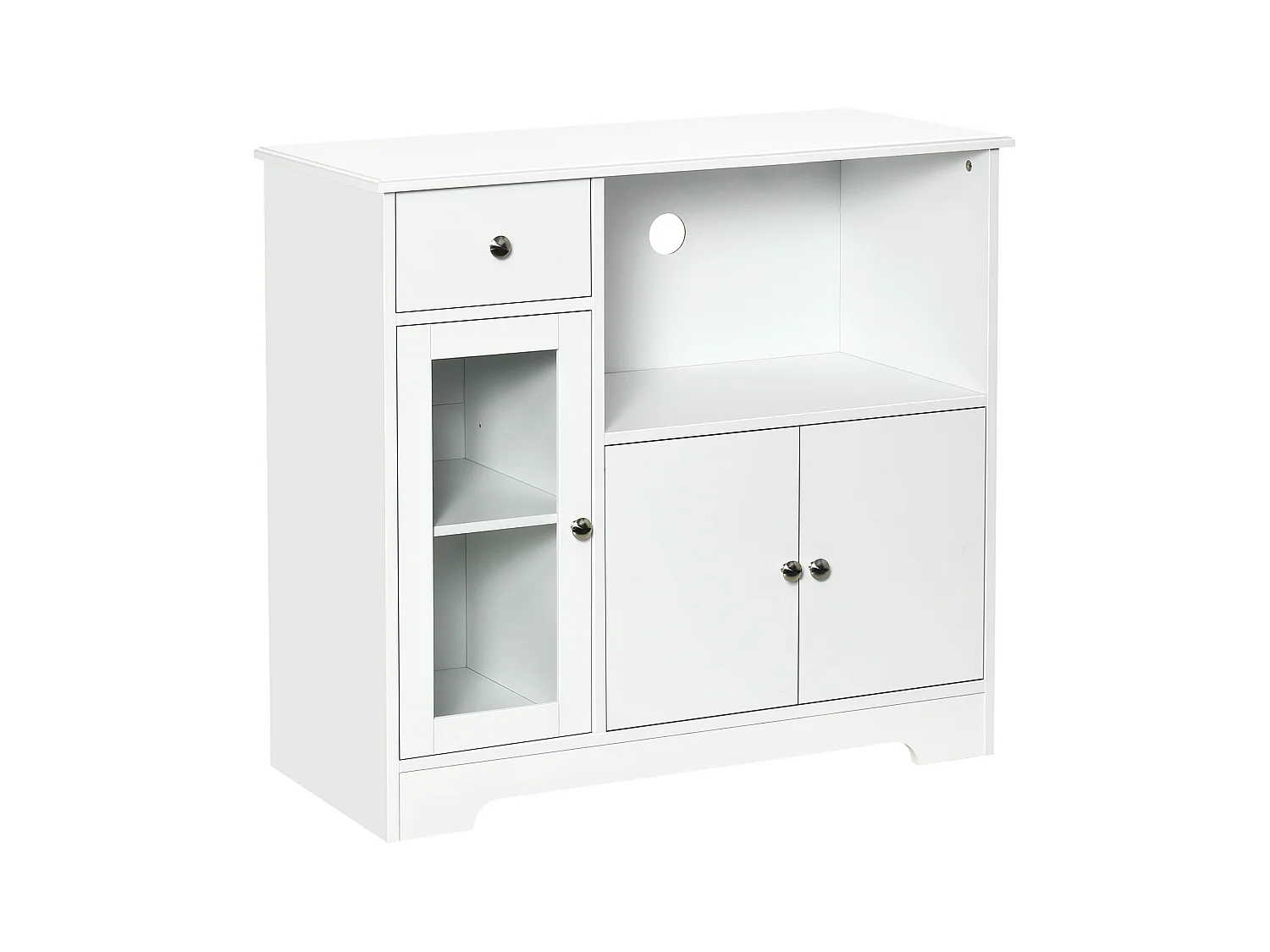 Meuble micro-ondes pour cuisine - tiroir, 3 portes, niche - dim. 90L x 40l x 82H cm - MDF blanc