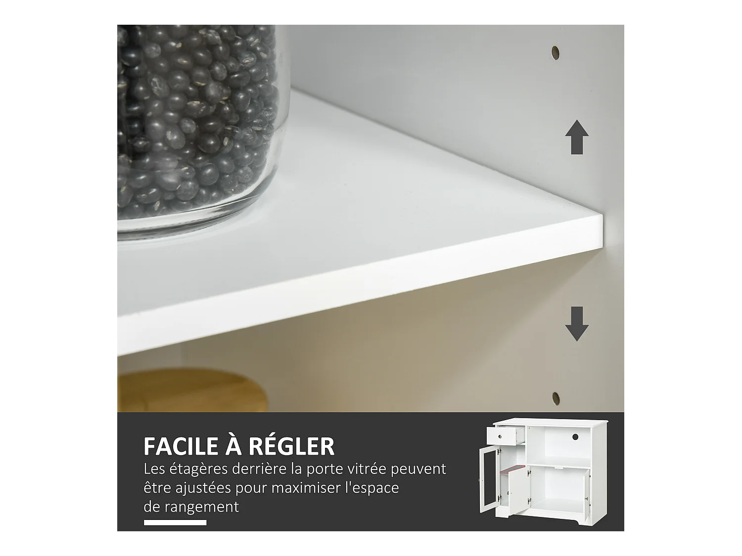 Meuble micro-ondes pour cuisine - tiroir, 3 portes, niche - dim. 90L x 40l x 82H cm - MDF blanc