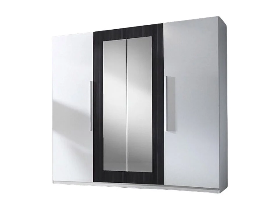 Armoire 4 portes avec miroirs couleur blanc et gris anthracite - IRINA
