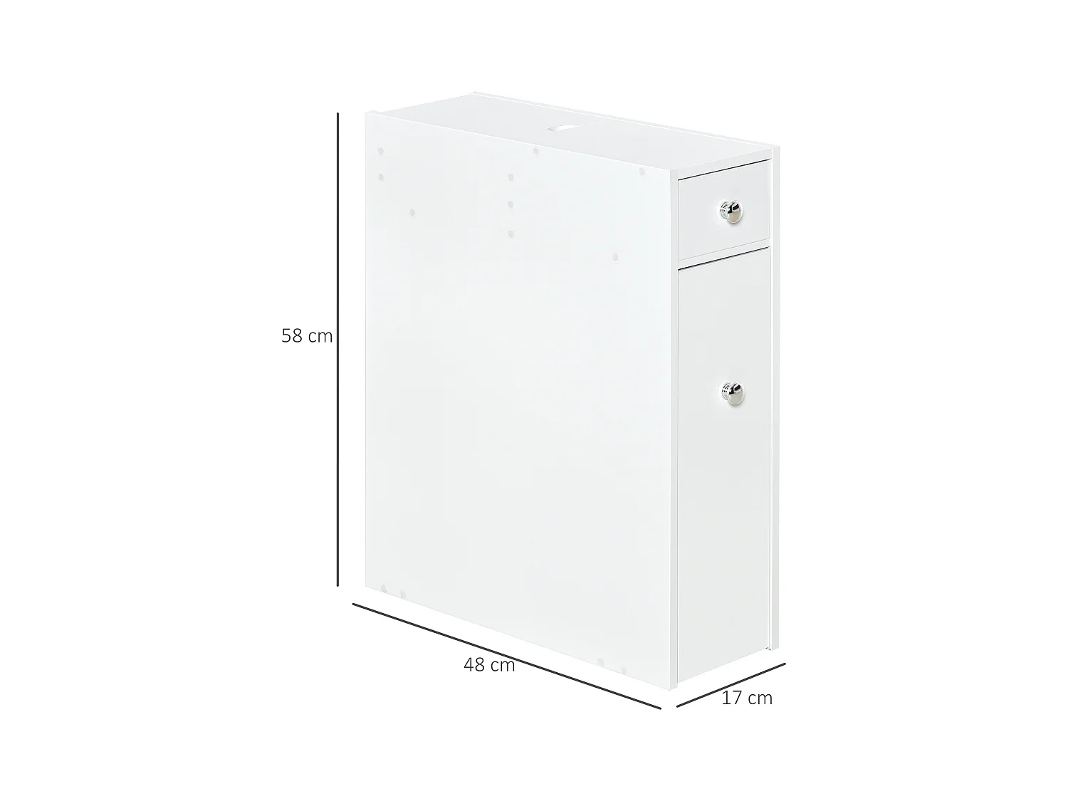 Support papier toilette - porte-papier toilette - armoire pour papier toilette - 2 tiroirs, coffre - MDF blanc