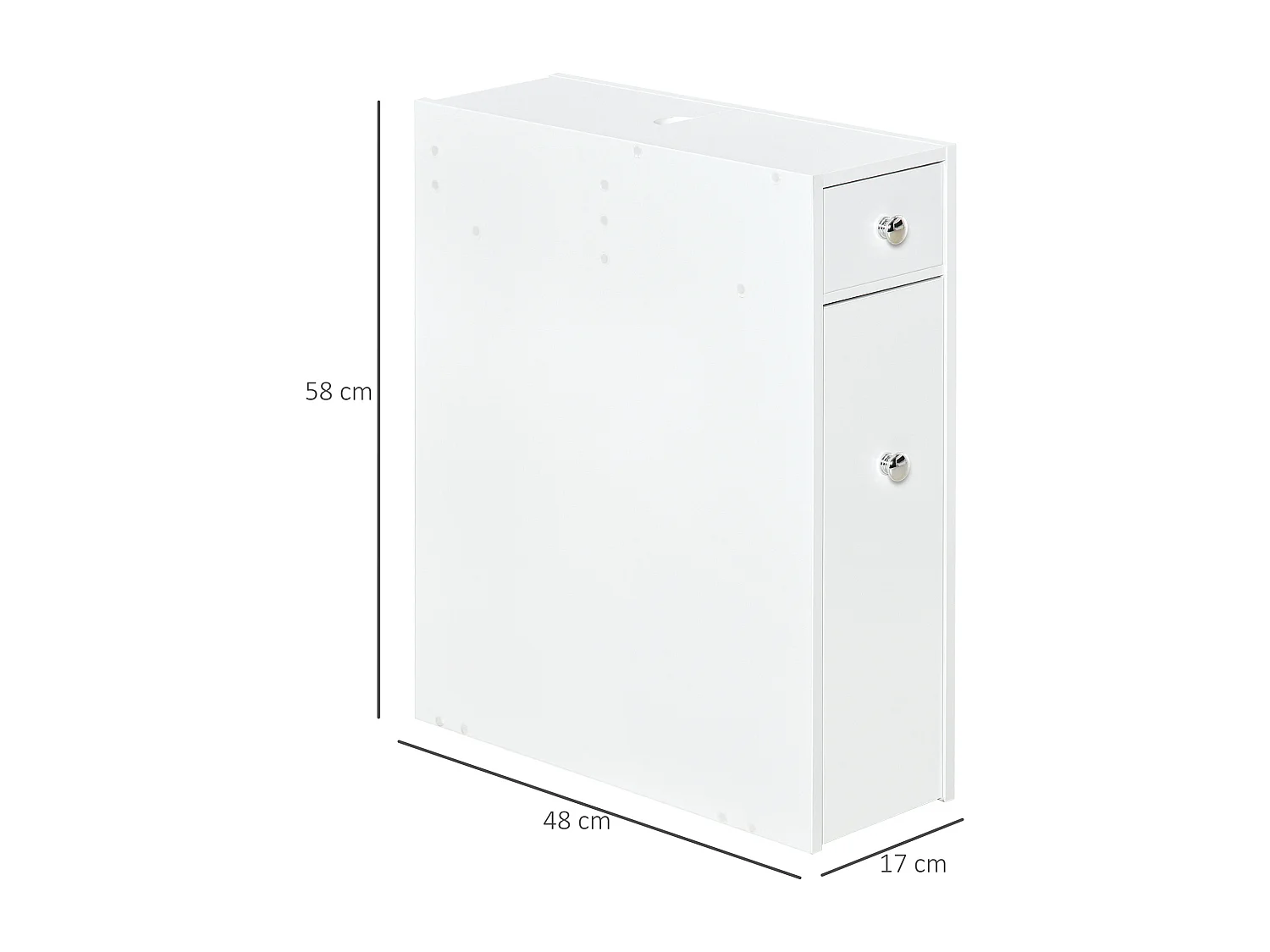 Support papier toilette - porte-papier toilette - armoire pour papier toilette - 2 tiroirs, coffre - MDF blanc