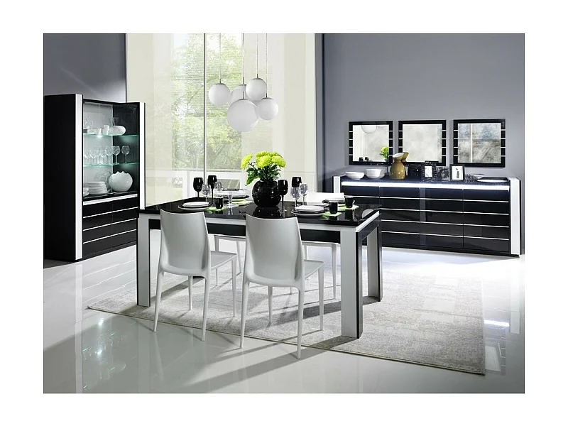 Comedor completo LINA en negro y blanco con LED