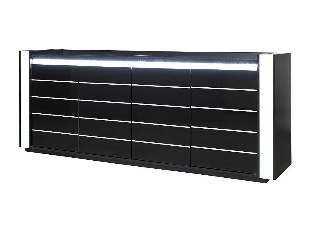 Volledige eetkamer LINA zwart en wit met LED