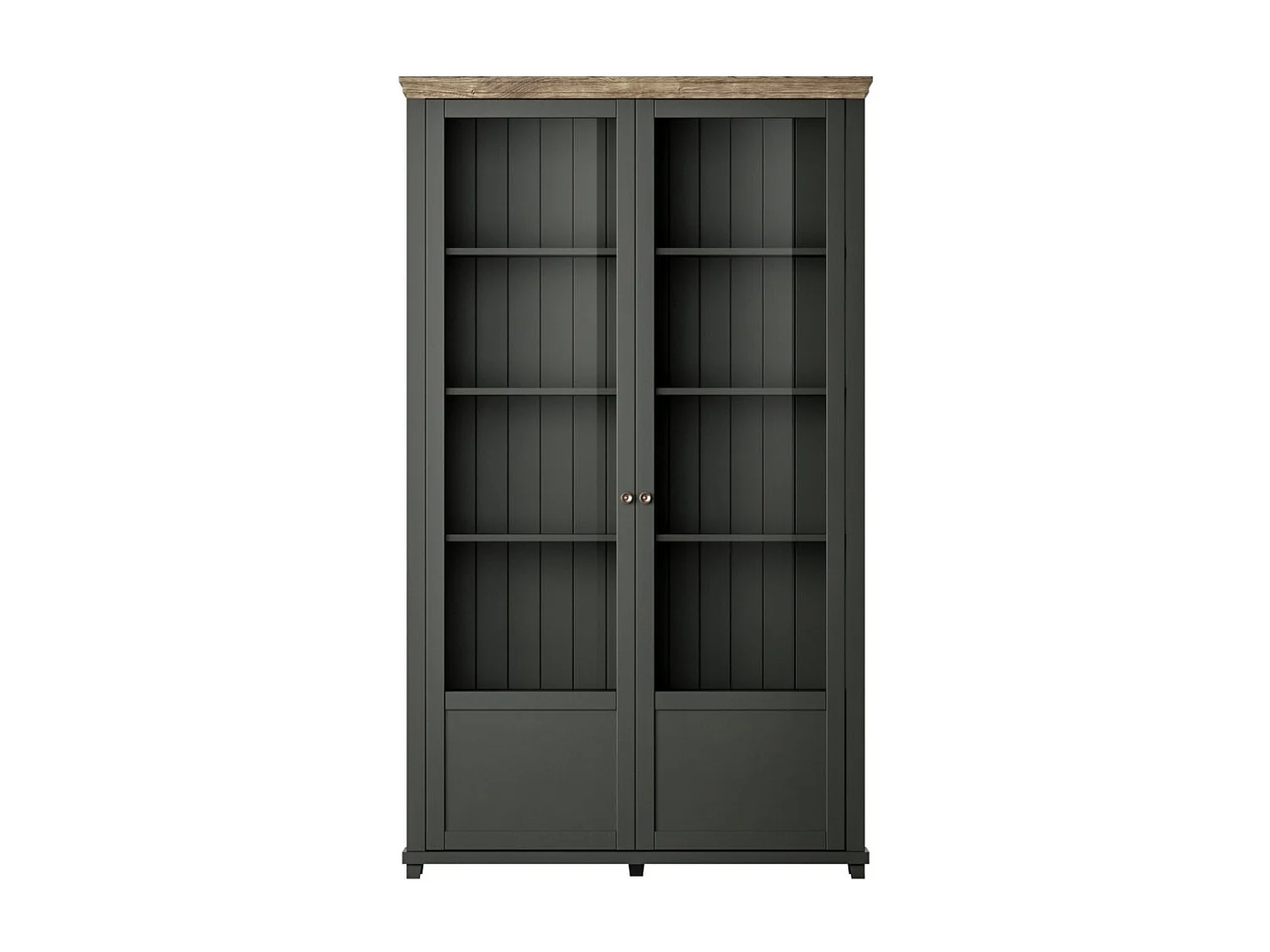 Set van 4 meubels voor eetkamer in groene en eiken kleur. Collectie ASSIA