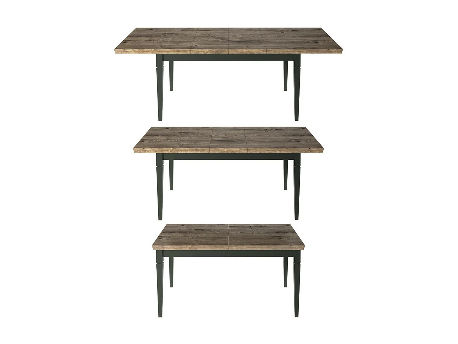 Set van 4 meubels voor eetkamer in groene en eiken kleur. Collectie ASSIA