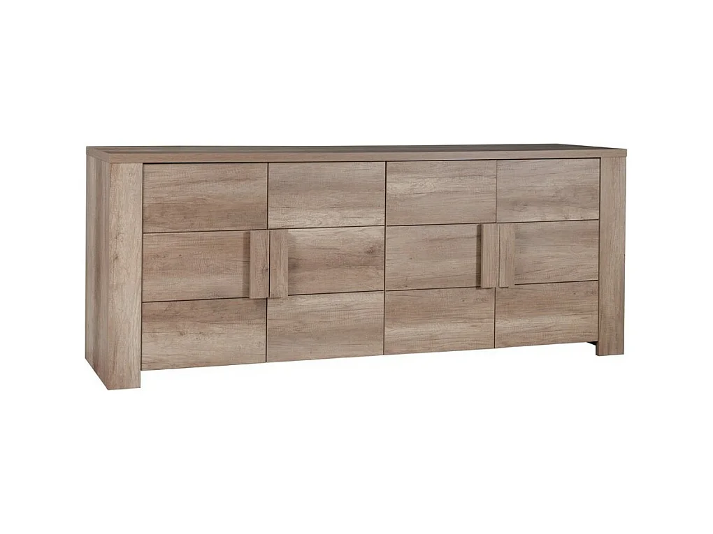 Comedor FARRA: aparador, vitrina, 3 espejos y mesa con LED