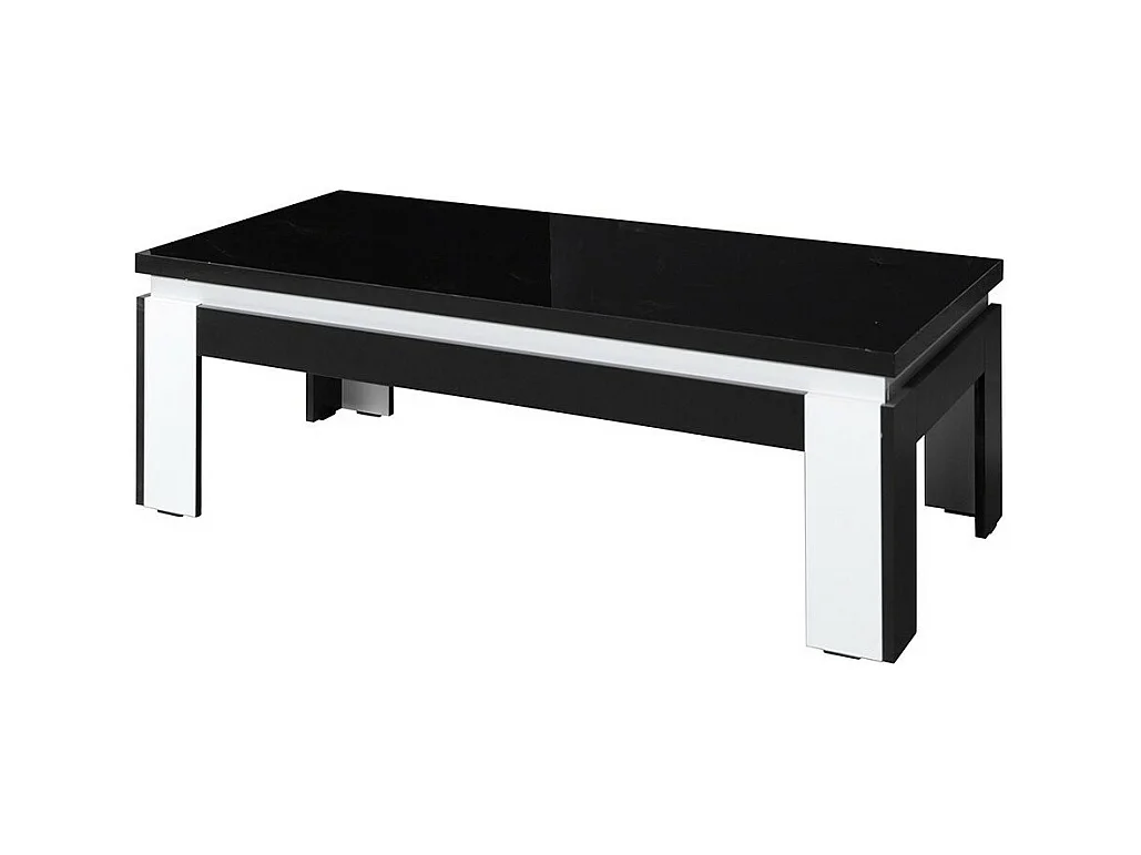 Conjunto de muebles de salón en colores negro y blanco brillante con LED