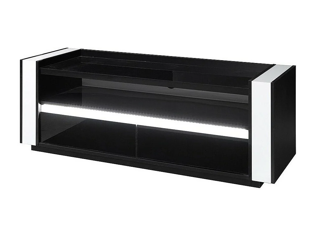 Set van woonkamermeubels in glanzend zwart en wit met LED