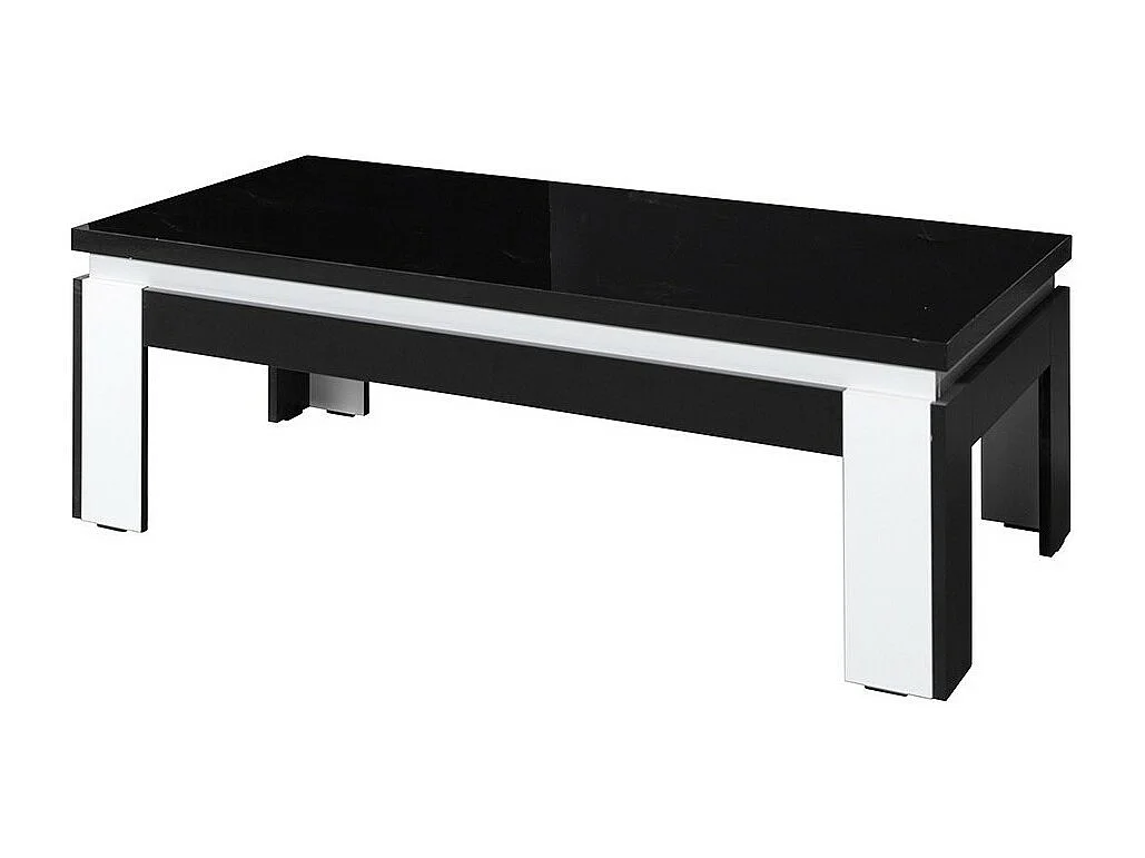 Set van woonkamermeubels in glanzend zwart en wit met LED